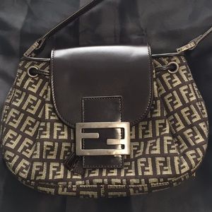 Fendi 8BR277 Zucchino Bag With Leather Trim